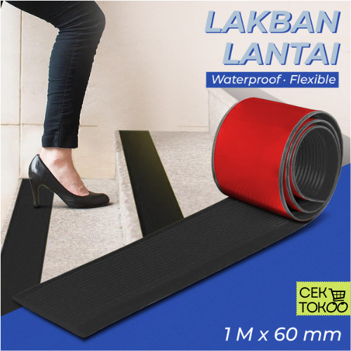 1 Meter Lis Tangga Pengaman Anti Selip Karet PVC Hitam / Pelindung Tangga / Lakban Lantai