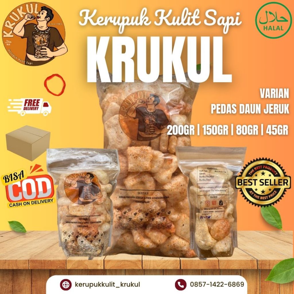 

KRUKUL - Kerupuk Kulit Pedas Daun Jeruk (45gr / 80gr / 150gr / 200gr) | Cemilan Viral | Snack Ringan