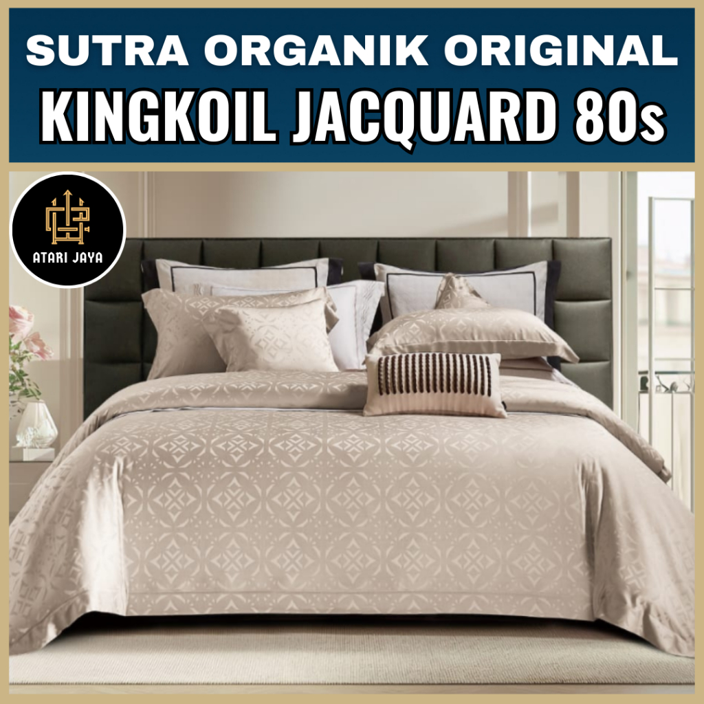 Sprei Sutra Organik Kingkoil Jacquard Serat Bamboo 120x200 160x200 180x200 200x200 100x200 Seprei Se