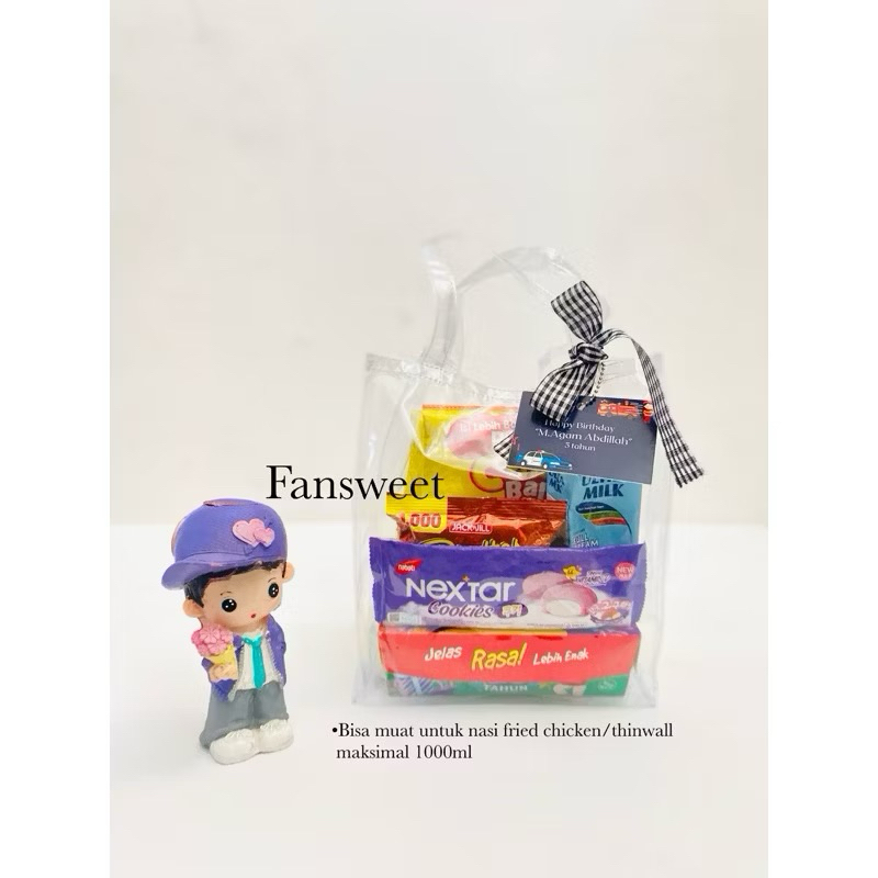 

1Lusin Tas Mika Transparan 20x12x25 Ketebalan 0,15