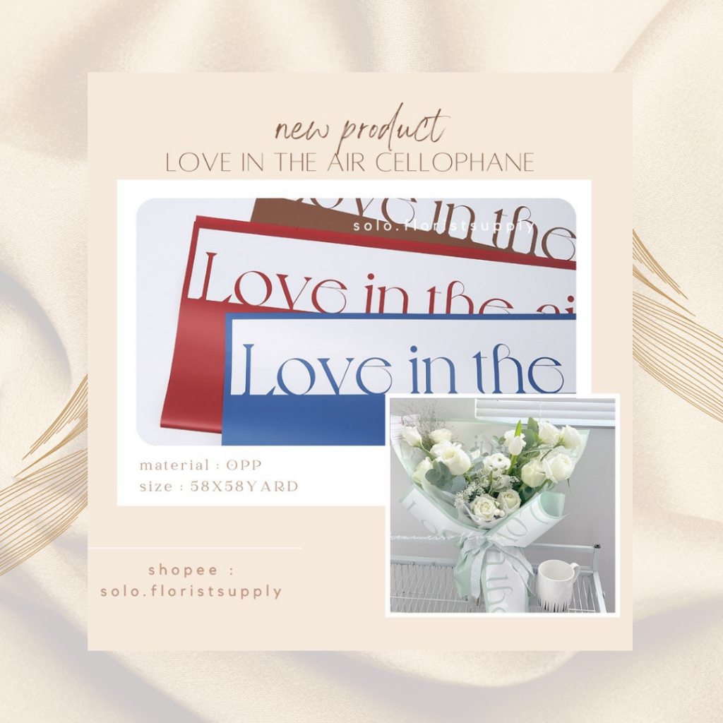

FLOWER WRAPPING MOTIF LOVE IN THE AIR COLOR MATTE PAPER CELLOPHANE KERTAS BUNGA PEMBUNGKUS BUKET VALENTINE GIFT VALENTINE WRAPPING BUNGA SABUN ARTIFICIAL FLOWER DRIED FLOWER HADIAH BUNGKUS KADO KERTAS KADO PARCEL HAND BOUQUET WEDDING BUKET BUNGA WISUDA