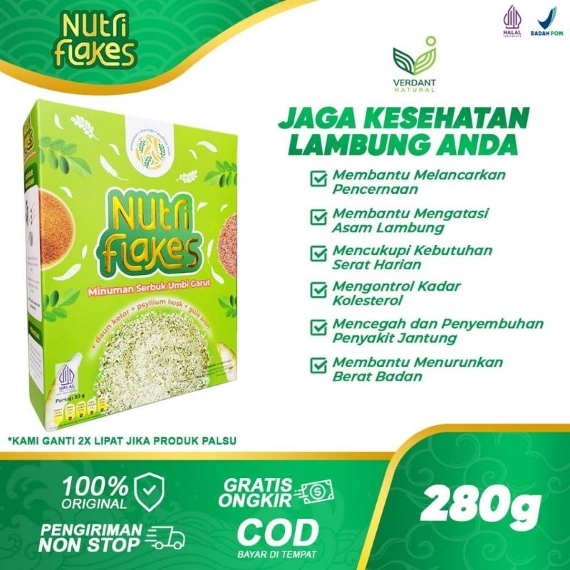 

Paket 1 Box Sereal NutriFlakes Asli Umbi Garut Redakan Asam Lambung dan maag Original