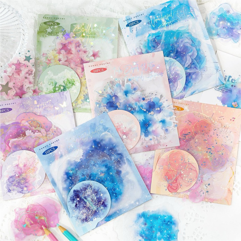 

(8CB) sticker transparan hologram abstrak splash pastel abstract colorful
