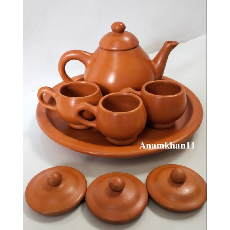 Poci Tanah Liat Set Polos Cangkir 3