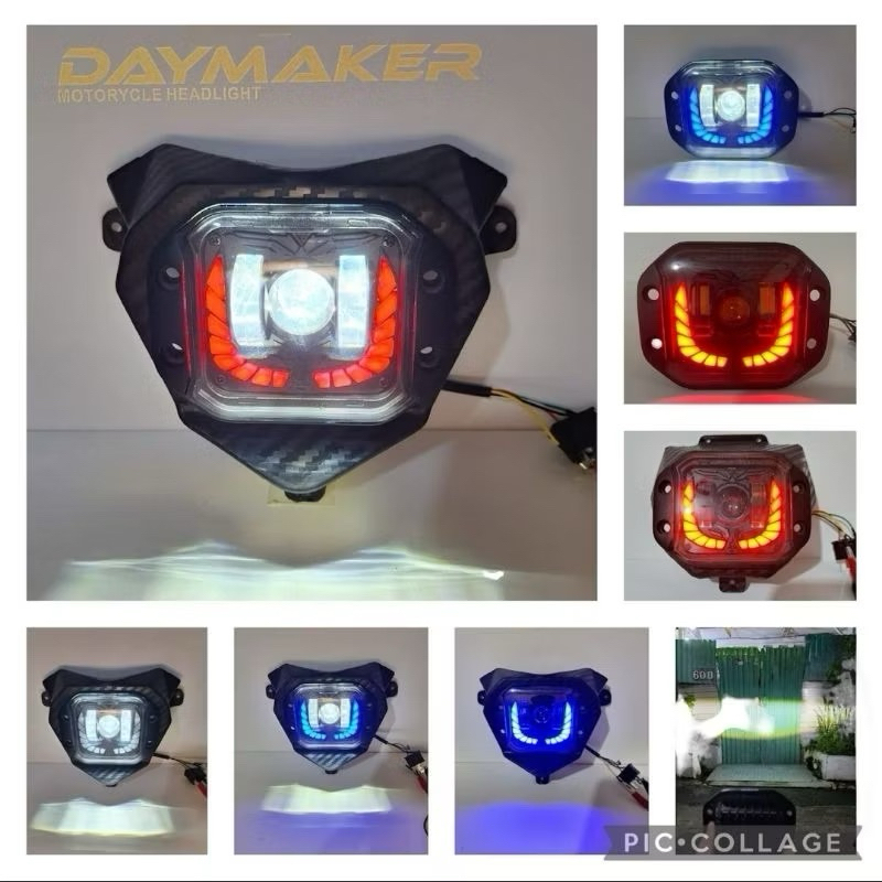 lampu depan klx crf wr daymaker casing almu set cover carbon pnp / headlamp daymaker klx crf wr dtra