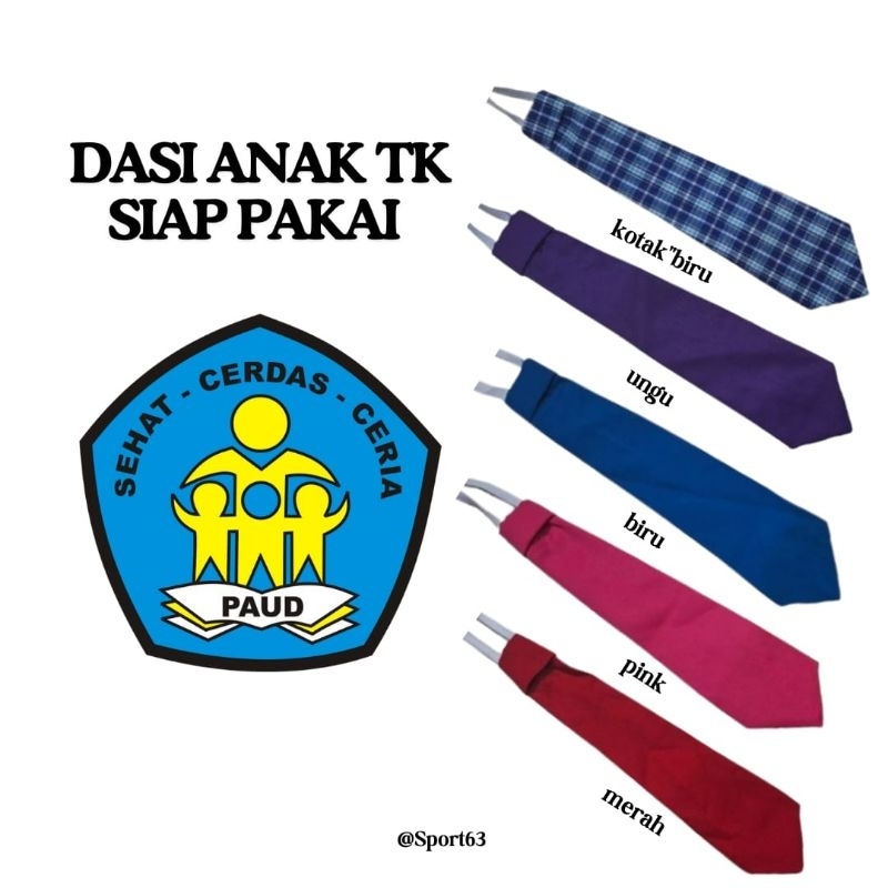 Dasi anak TK/Dasi anak Paud/Dasi sekolah anak tk/Dasi sekolah anak Paud/dasi siap pakai anak/Dasi an