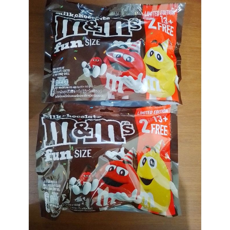 

COKLAT SUSU M&M MILK CHOCOLATE M&M FUN SIZE 13+2 FREE