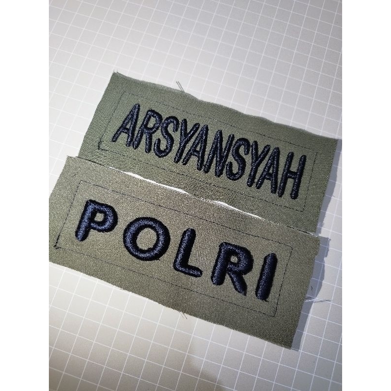 BORDIRDEWE - Bordir nama polri timbul seragam Brimob hijau