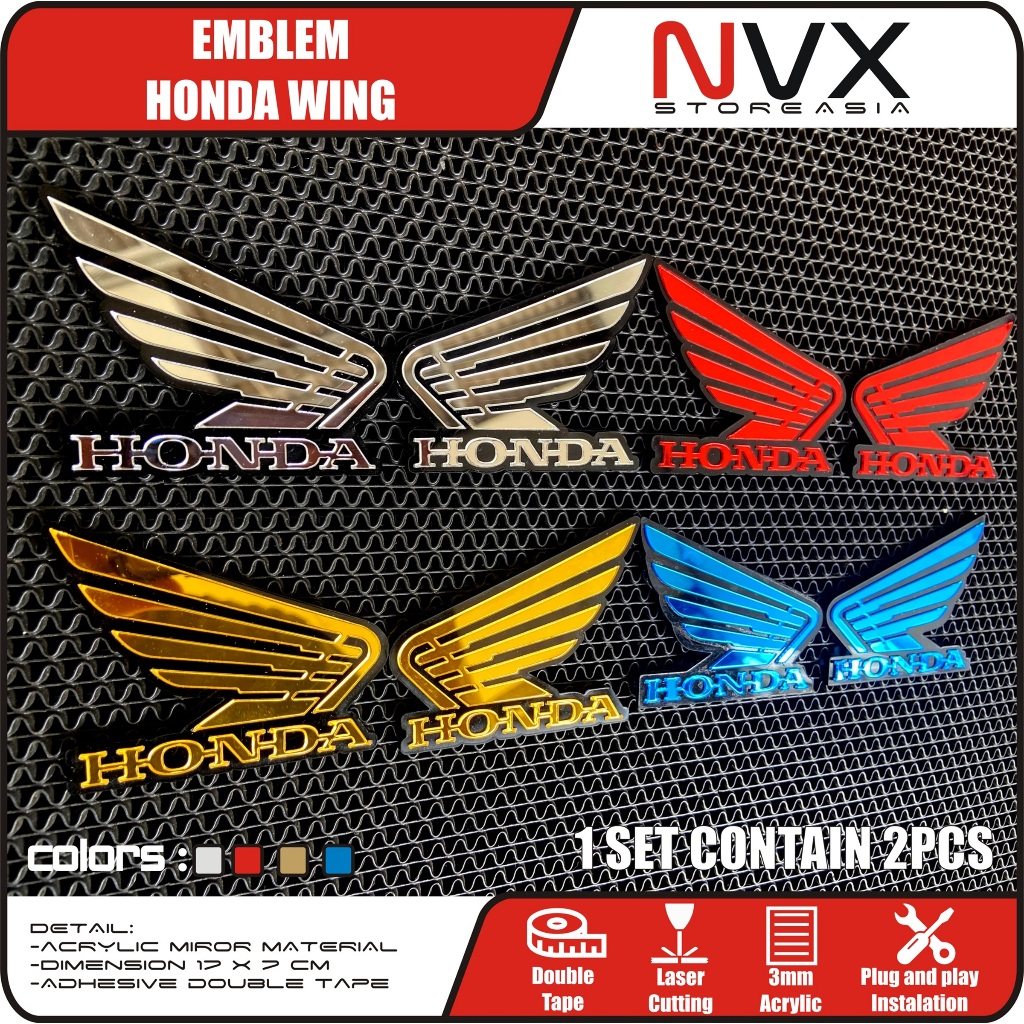 EMBLEM HONDA WINGS 2PCS STICKER TIMBUL EMBLEM HONDA EMBLEM MOTOR LOGO TIMBUL HONDA WINGS CLICK VARIO