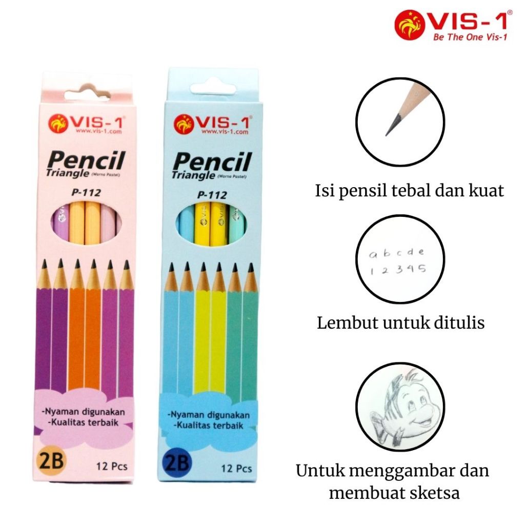 

VIS-1 - Pensil Triangle 2B P-112 / Pensil Lucu / Pensil Warna Pastel