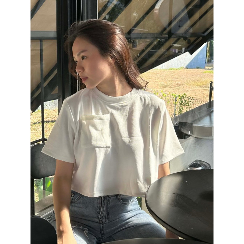Lona basic tee crop top wanita atasan crop kaos wanita crop top loose basic shirt
