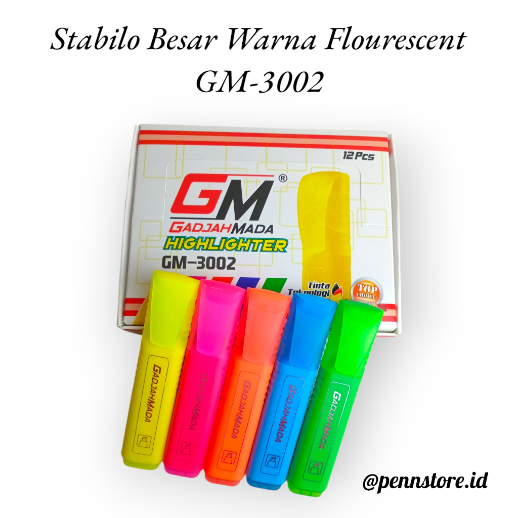 

(12 PCS MIX WARNA) Stabilo Besar Warna Flourescent GM-3002 - warna cerah