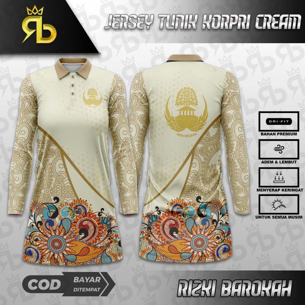 TUNIK KORPRI CREAM / TUNIK KORPRI WANITA / KORPRI WANITA / BAJU TUNIK / BAJU OLAHRAGA WANITA