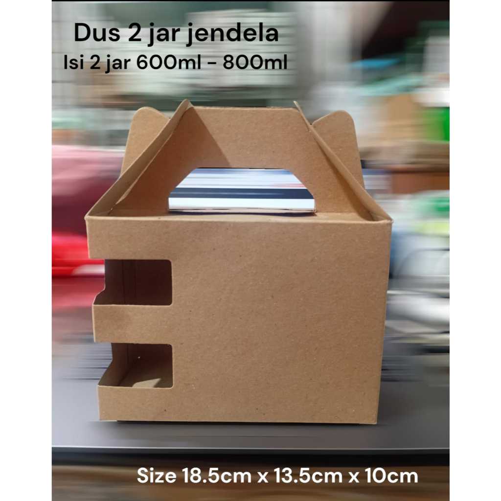 

Dus Tenteng Box Kraft Jendela Muat 2 Toples Jar Tabung 600ml 800ml untuk kue kering