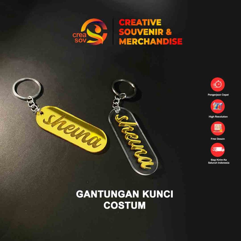 Creasov - Ganci Akrilik Grafir Ganci Cut Gantungan Nama Custom Keychain Kunci Termurah Laser Murah