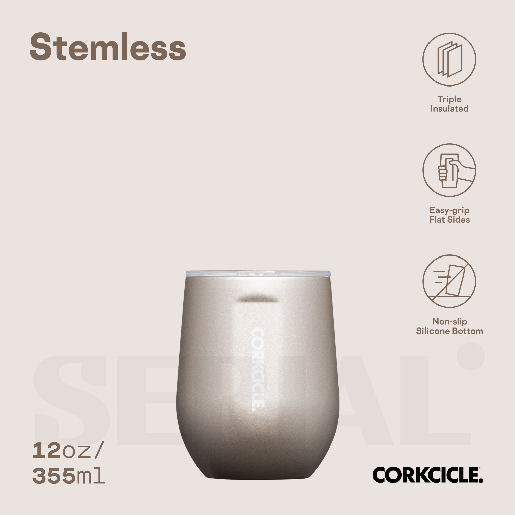CORKCICLE Stemless 12oz - Latte / Oat Milk