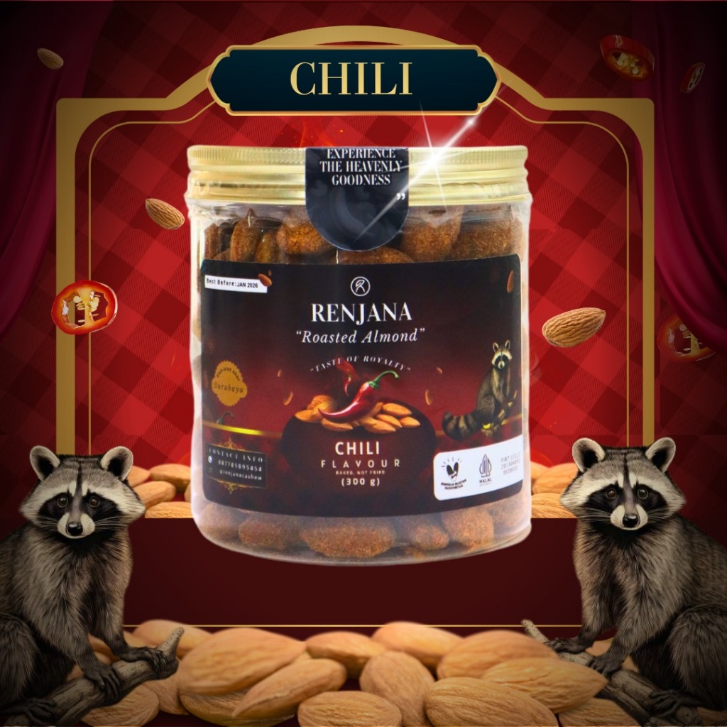 

Kacang Almond Oven / Almond Panggang / Roasted Almond | CHILLI - RENJANA CASHEW 300gr