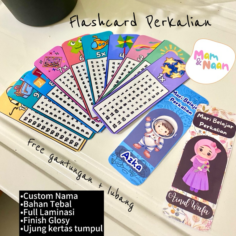 

Tabel Perkalian Anak / Flashcard Perkalian Bisa Custom Nama Free Gantungan