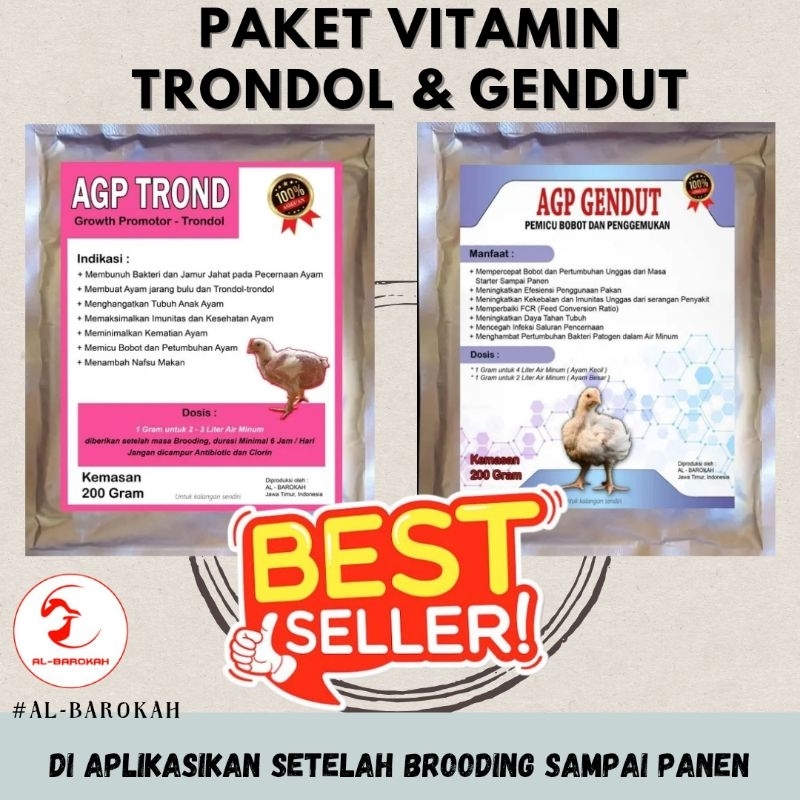 Paket Vitamin Trondol Pertumbuhan dan Penggemukan-Vitamin Agp-Vitamin Ayam Broiler