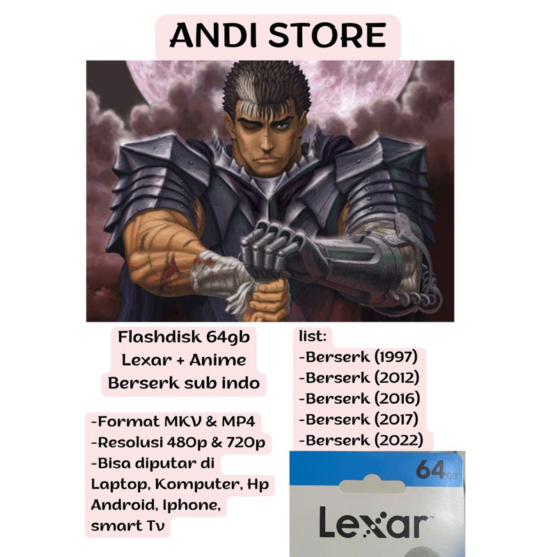 Flashdisk 64gb lexar anime berserk
