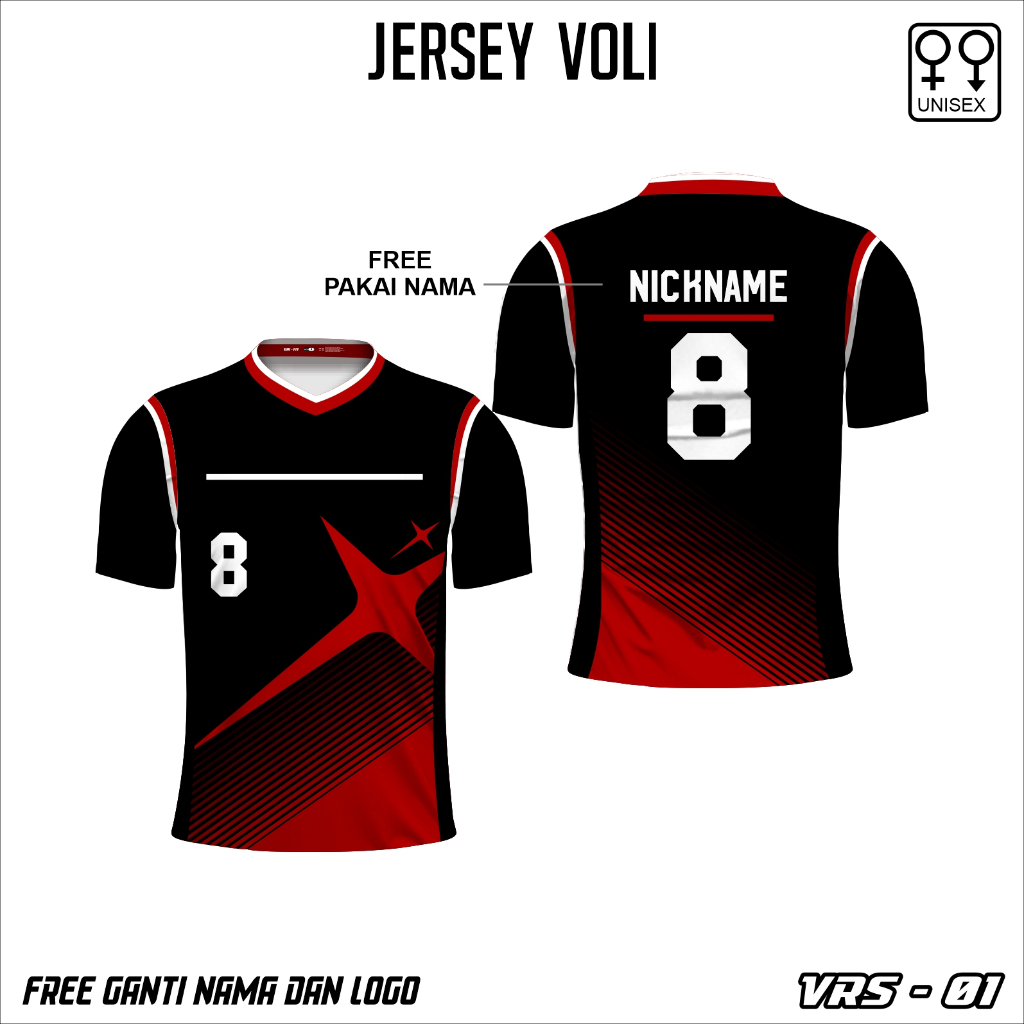 Baju voli jersey volleyball kaos volly red spark a
