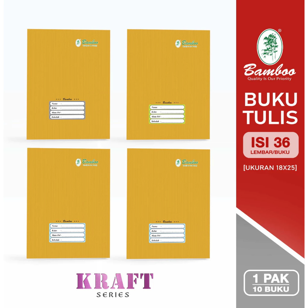 

Bamboo Buku Tulis Boxy 36 Kraft Series [ 1 pak/ 10 buku ]