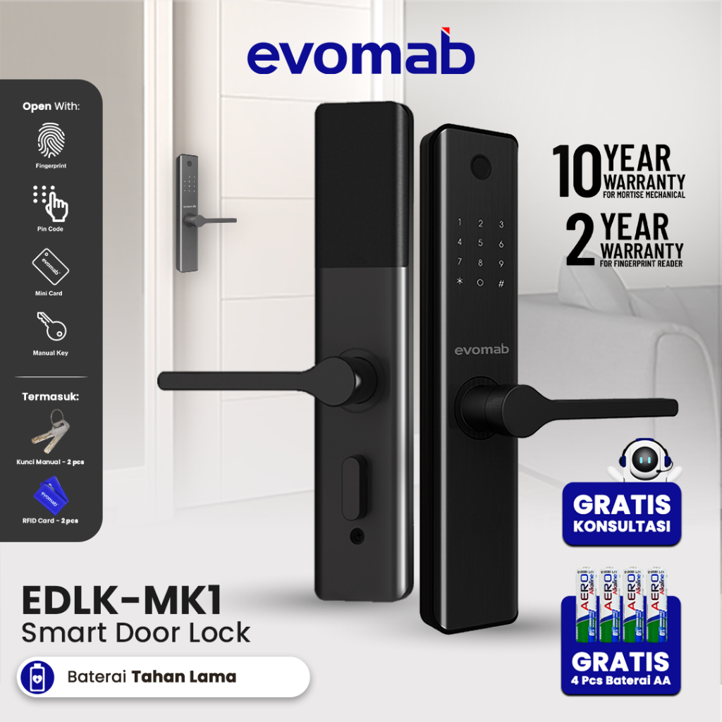evomab Smart Door Lock Handle Pintu Kunci Digital EDLK-MK1