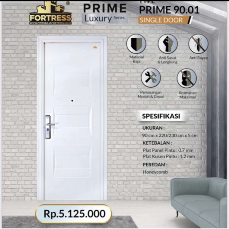 PINTU BAJA FORTRESS PRIME 90.01(90x230) - COKLAT / PUTIH