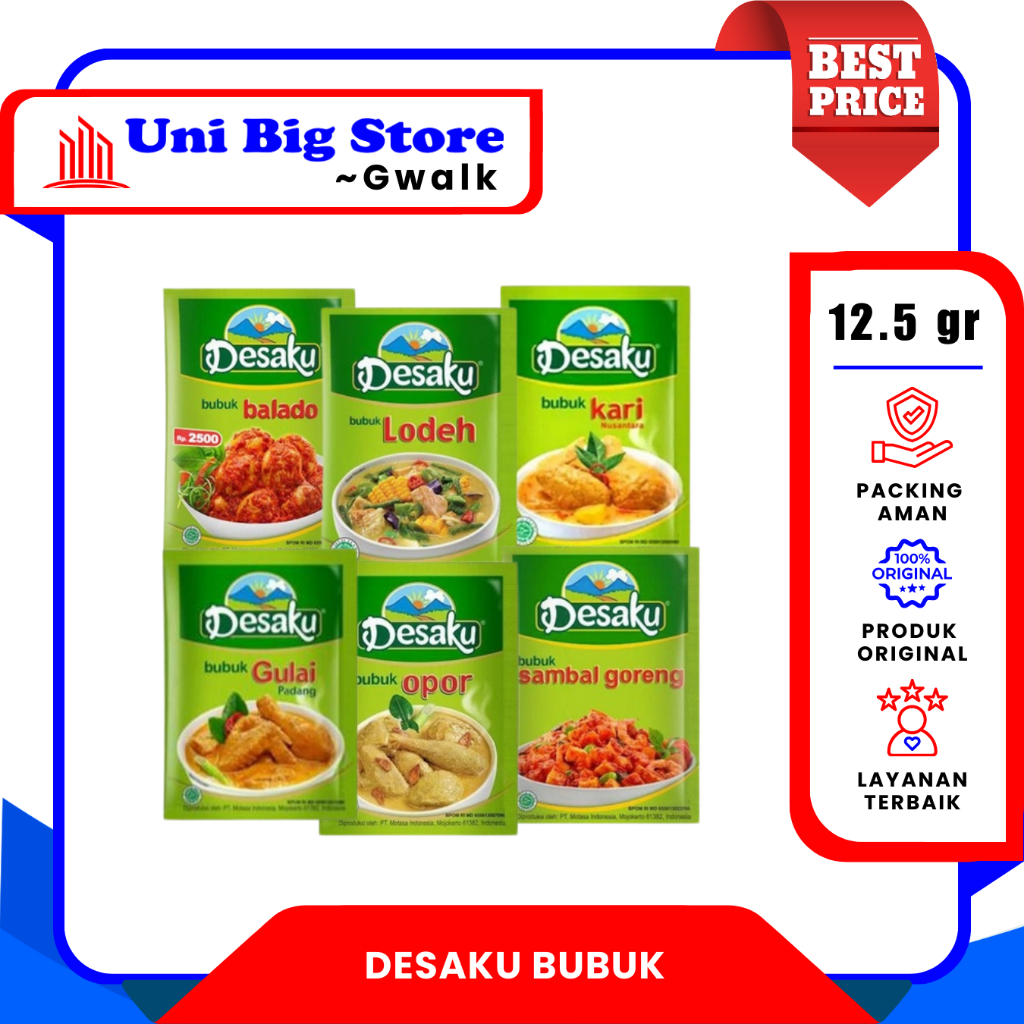 

DESAKU BUBUK BALADO - LODEH - SAMBAL GORENG - KARI - OPOR - GULAI - 12.5 gr