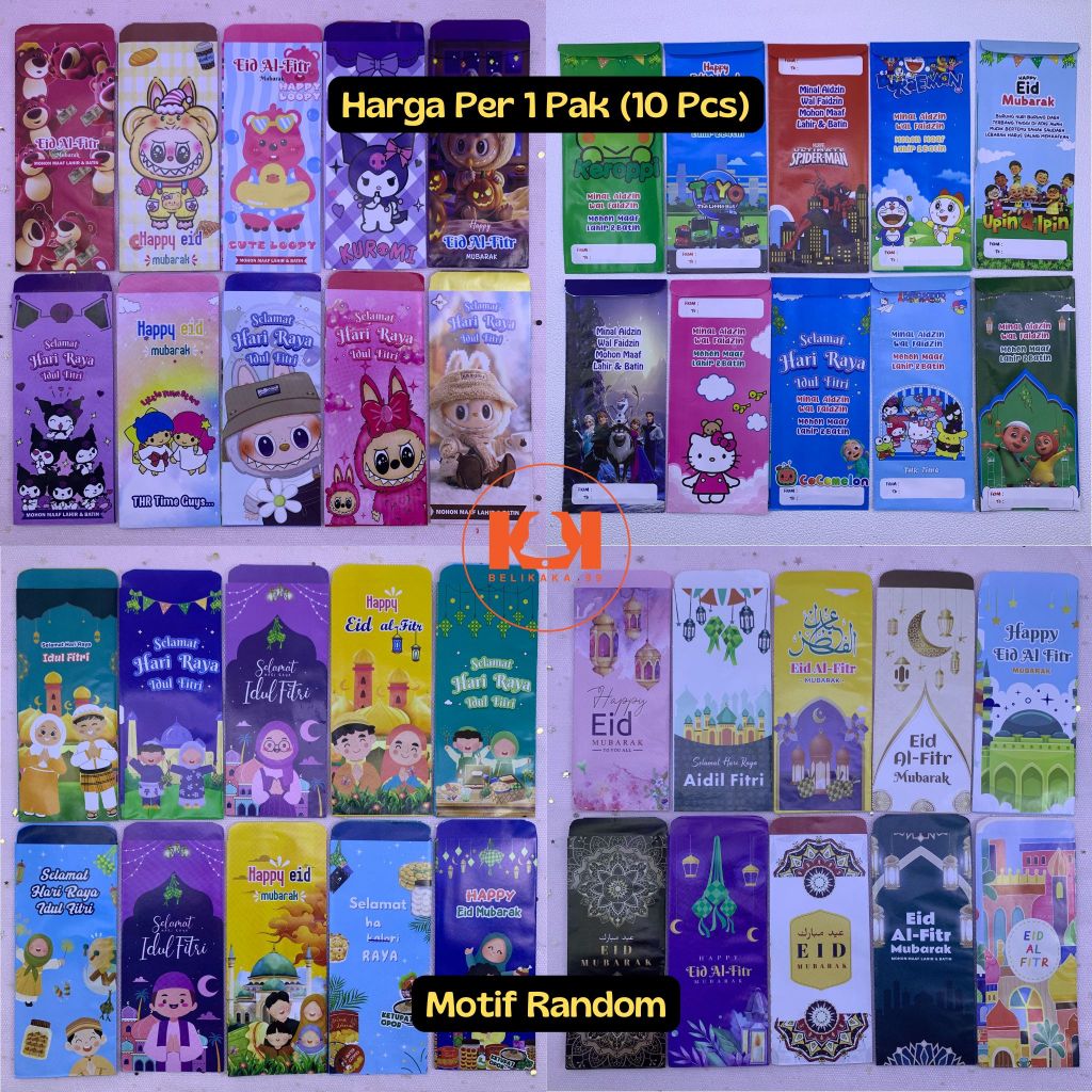 

(10 PCS - BESAR - C) AMPLOP LEBARAN MOTIF KARAKTER KARTUN DAN MUSLIM UKURAN BESAR SIAP PAKAI