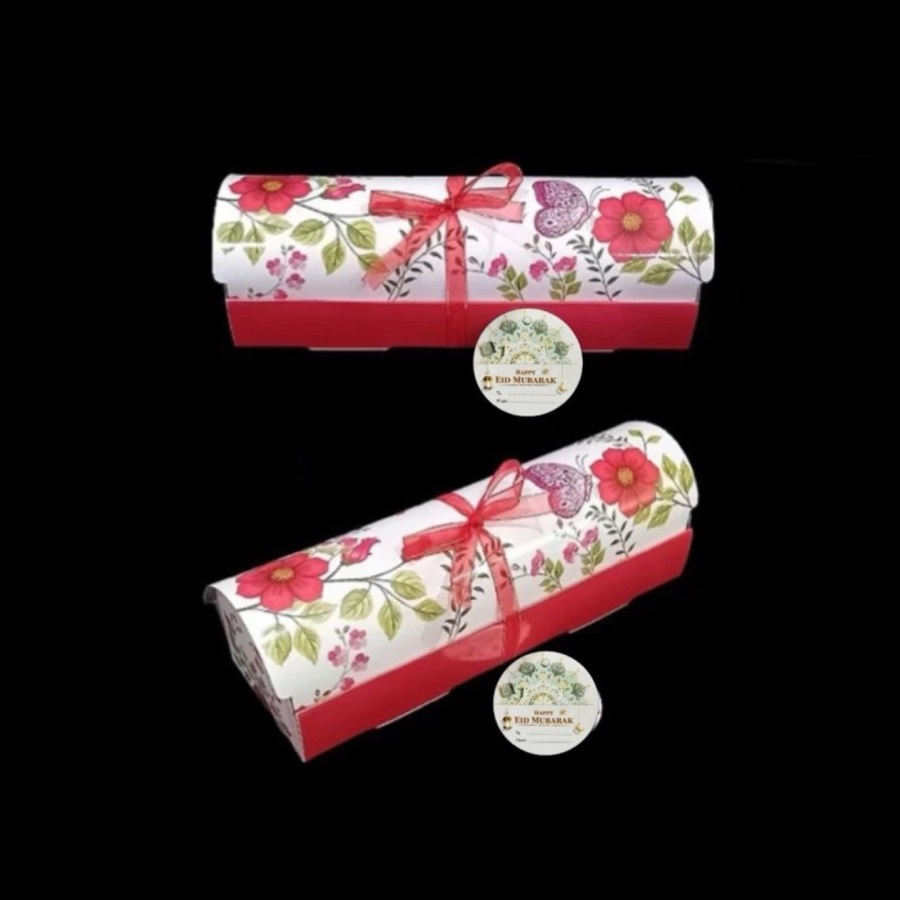 

( 5 pcs ) Kotak Box Bolu Gulung Idul Fitri Dus Roll Cake Lebaran Motif Merah Eid