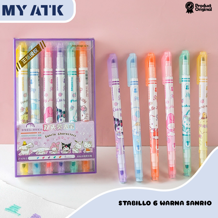 

6PCS Stabilo Twin Head Penanda Highlighter Sanrio