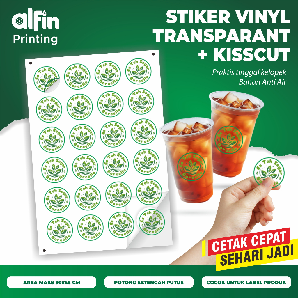 

KISS CUT A3+ STIKER TRANSPARAN l stiker cutting l stiker label, makanan, minuman, kemasan