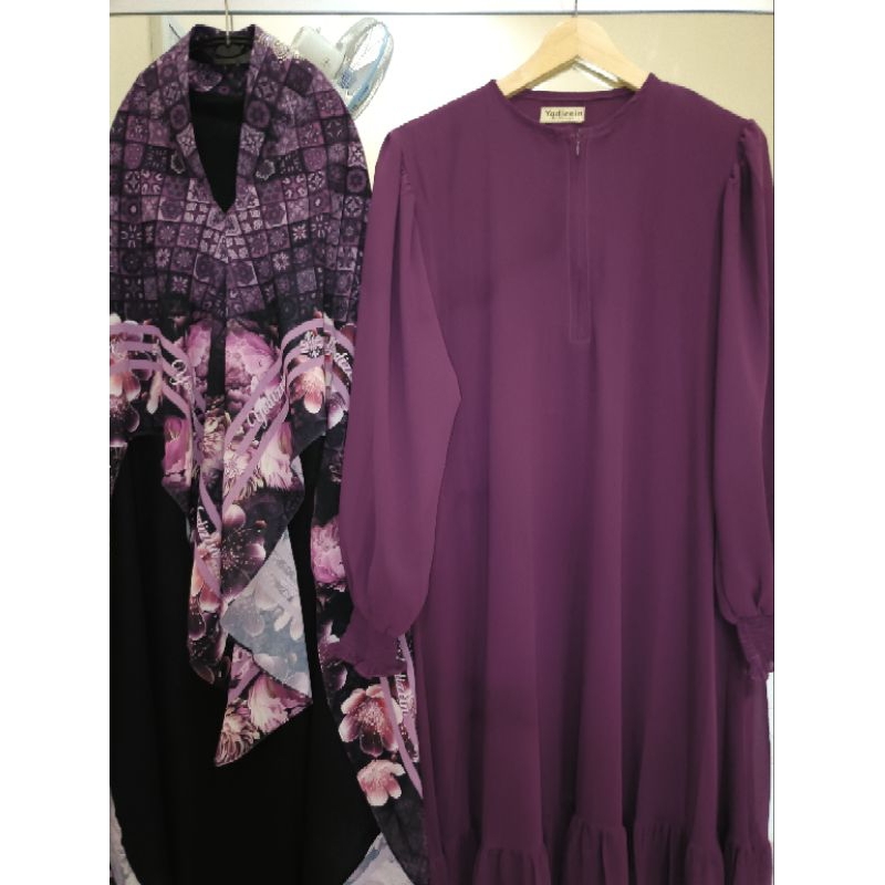 Gamis yodizein ceruty set Khimar printing