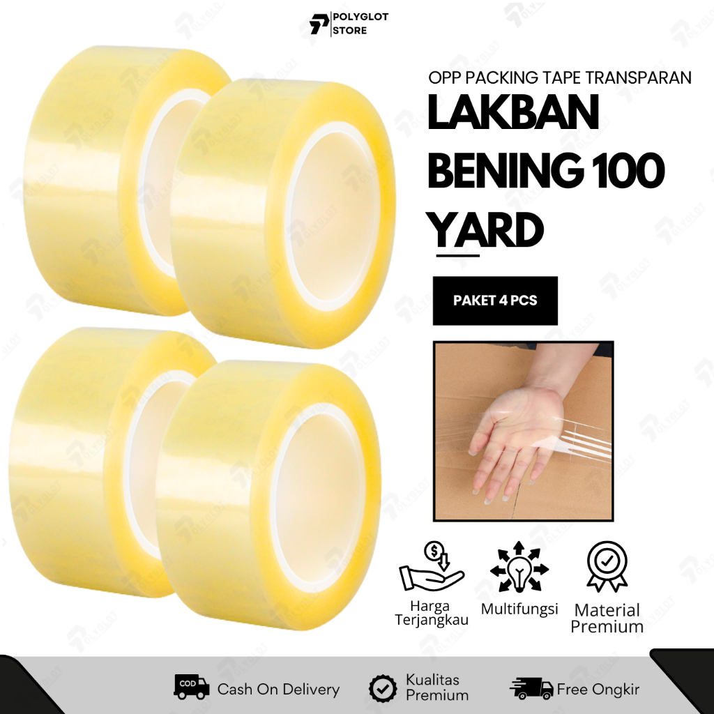 

GET 4 PCS - Lakban Bening 45mm x 70 Meter OPP Packing Tape 2" Inci 100 Yard