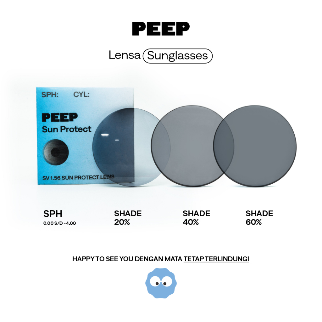 Peep Optic - Lensa Sunglasses Hitam (Mata Normal & Mata Minus)