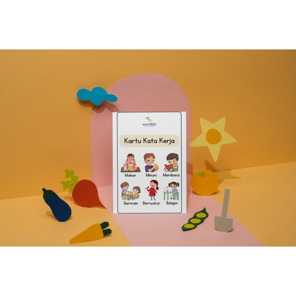 Flash Card Kata Kerja Anak - Mainan Kartu Edukasi - Sociable Inclusive Learning