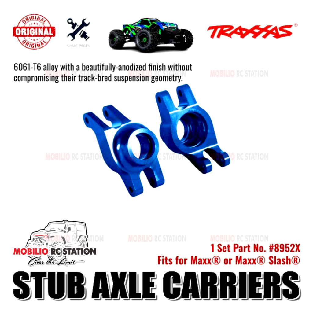 Traxxas Part #8952X Carriers Stub Axle Blue-anodized Rear for RC Slash Maxx Truck