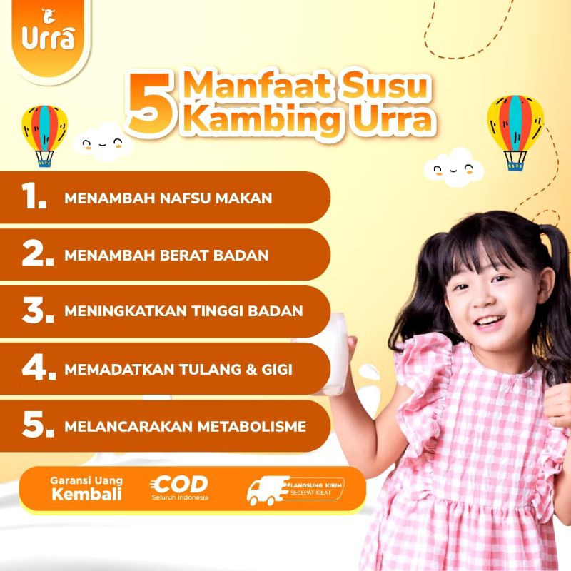 

URRA Susu Kambing Saanen Untuk Penambah Berat Badan & Tinggi Badan Anak - 1 Box