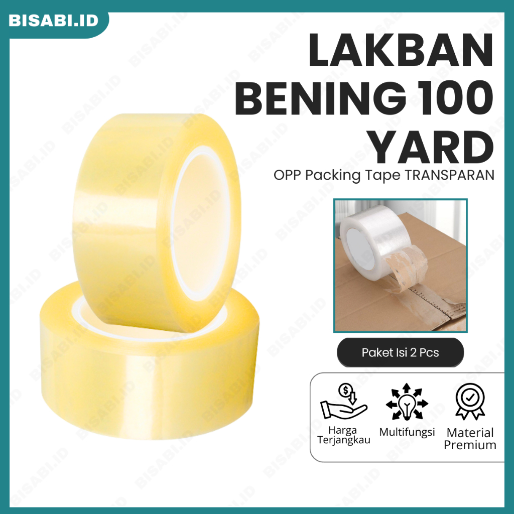 

[2 PCS] Lakban Bening 45mm x 100 Yard / Lakban Bening Ekonomis 70 Meter - Untuk Packing