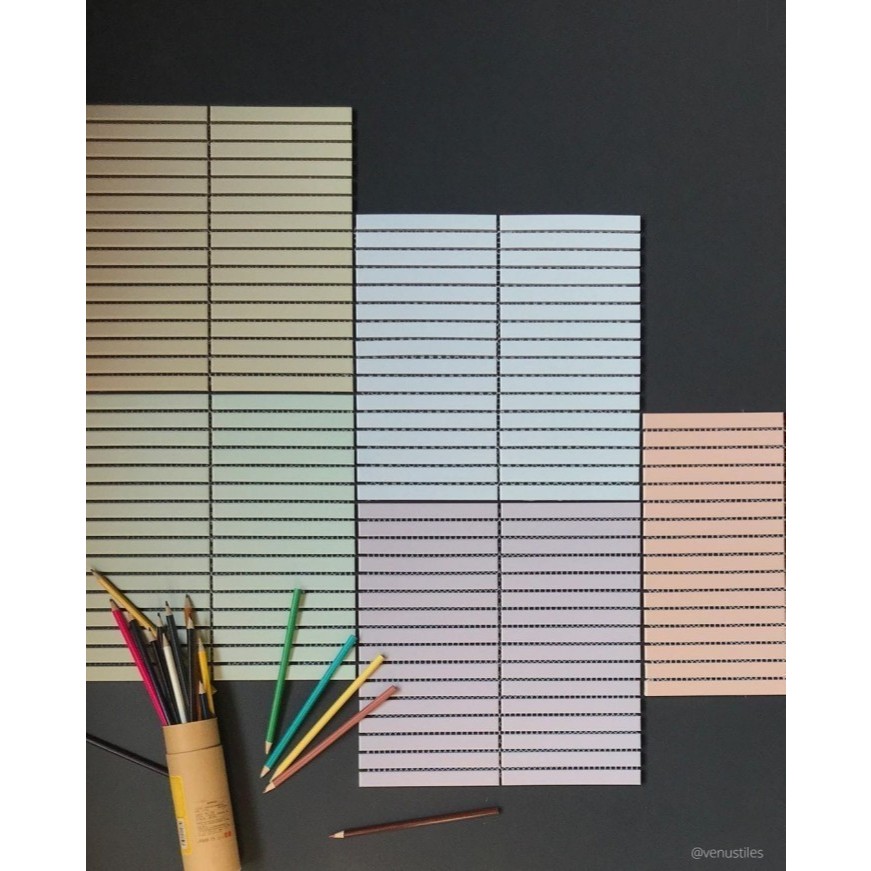 Venus Mosaico POTTERY THIN STRIPED SERIES Mosaic Dinding Dapur Backsplash Dinding Dapur Aesthetic