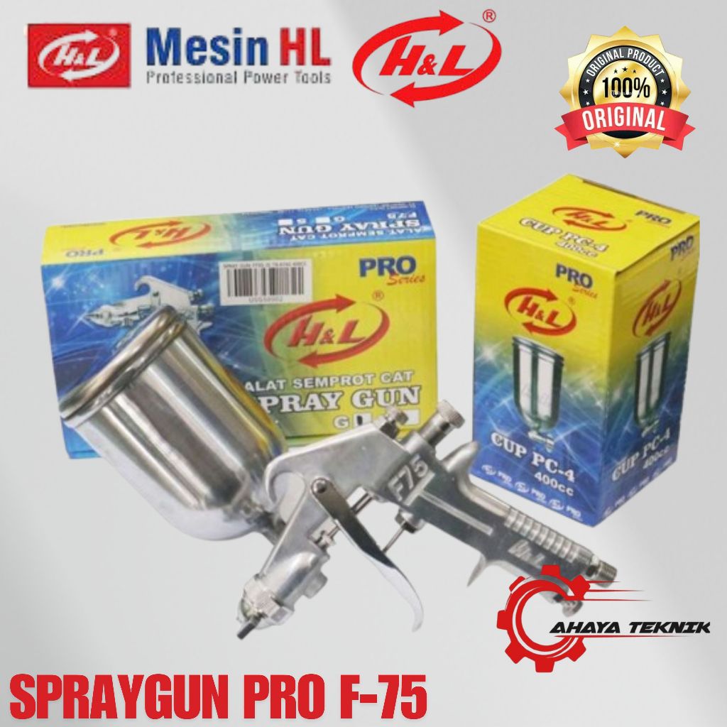 HL F75G Mesin Spray Gun Spraygun H&L F75G F75 ( Tabung Atas ) 400cc