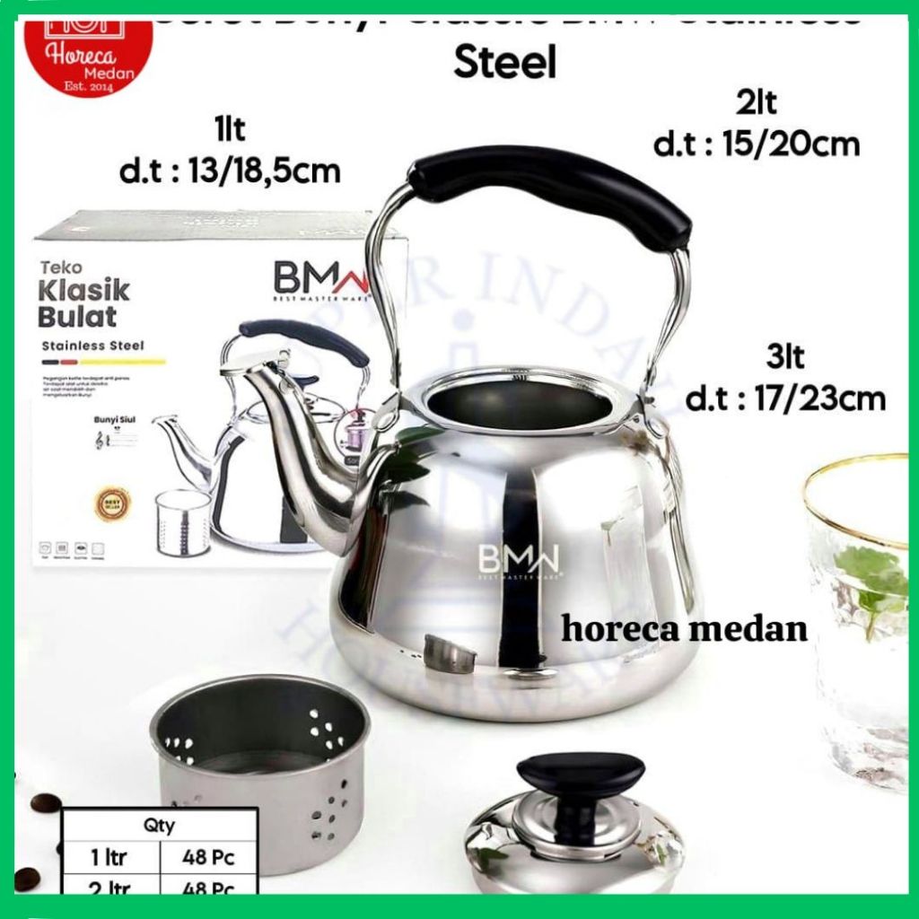 CERET STAINLESS STEEL WITH HANDLE / TEKO MASAK AIR 1 2 3 LITER KECIL