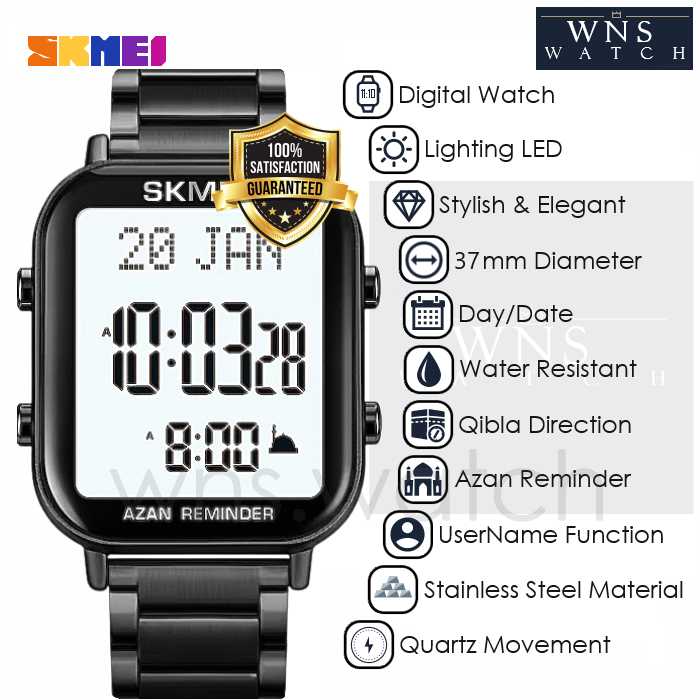 [LIMITED] Jam Tangan Digital Pria Original Muslim Qibla Wristwatch Penunjuk Arah Kiblat Waktu Adzan 