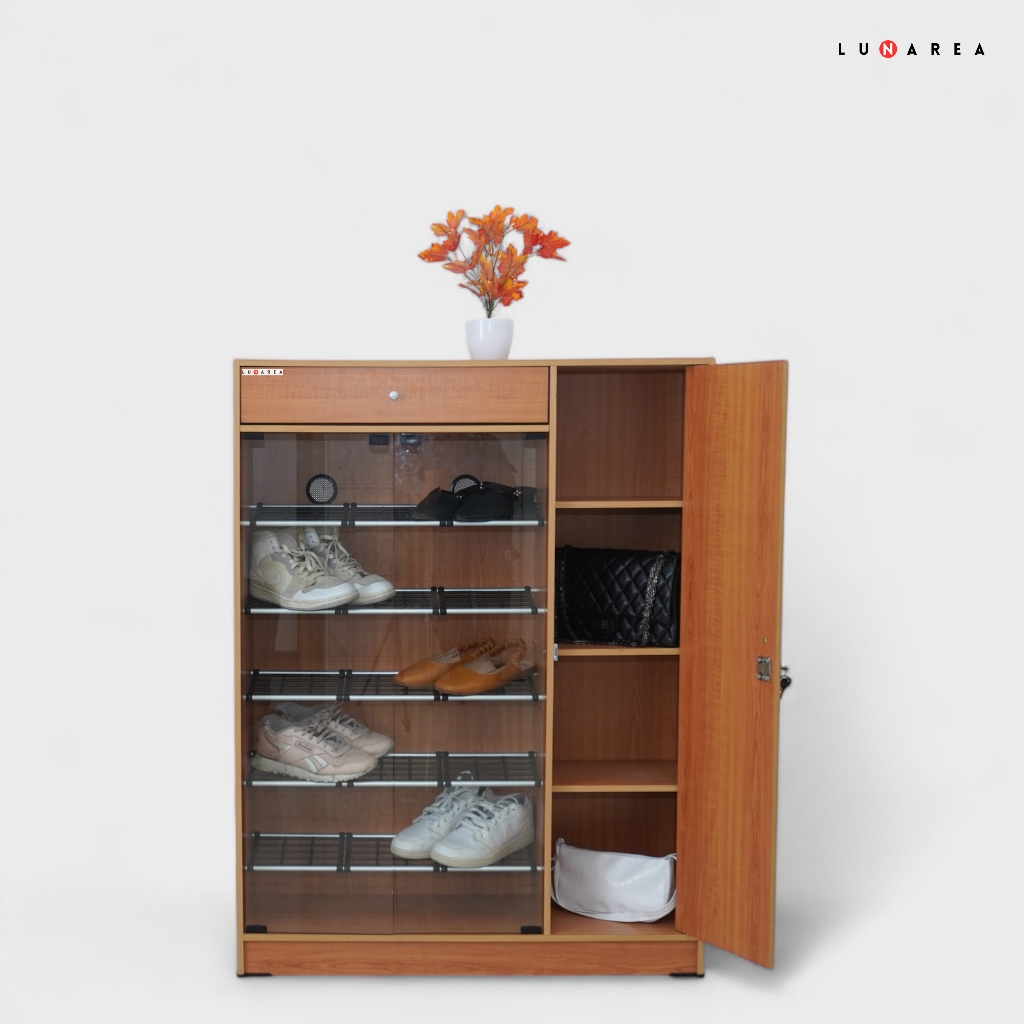 Lunarea Furniture - RSLP 120 - Rak Sepatu Pintu Tertutup - Lemari Rak Sepatu Keluarga - Rak Sepatu