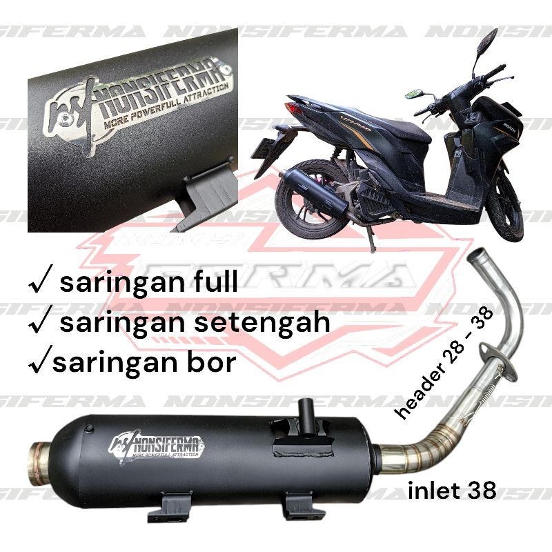 Knalpot Standar Racing Inlet 38 Vario Beat Scoopy Mio Aerox Model Sijiro