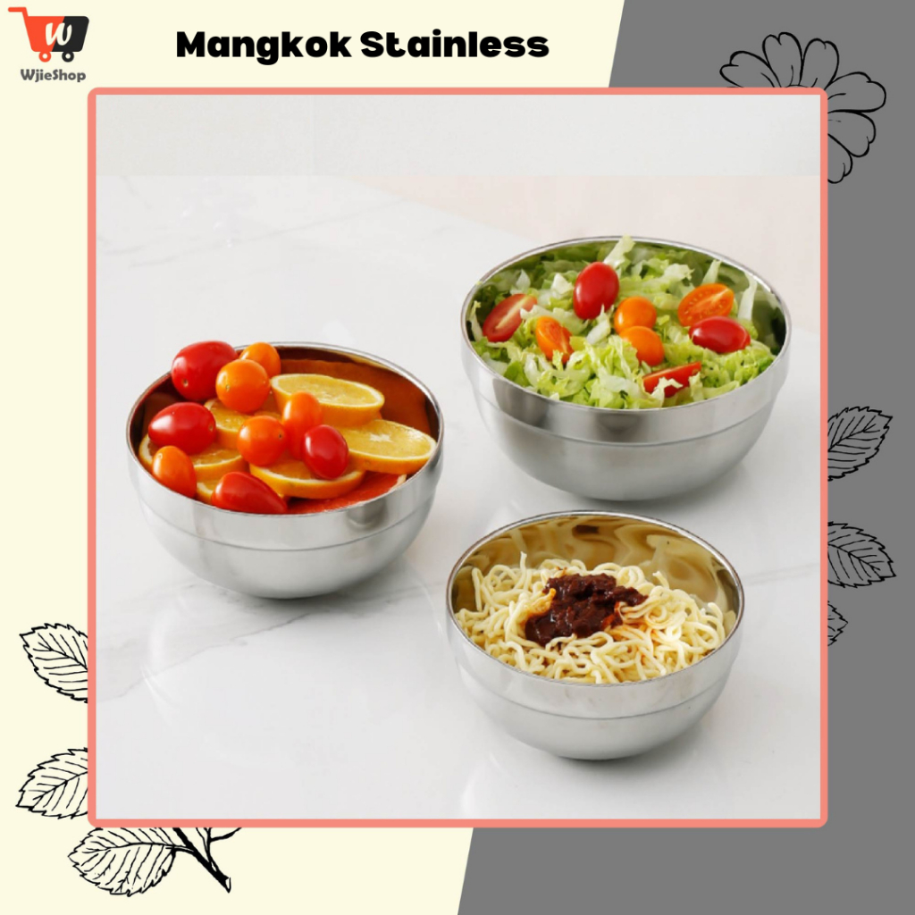 Mangkok Korea Stainless Steel Tebal Mangkok Dua Lapis Anti Panas