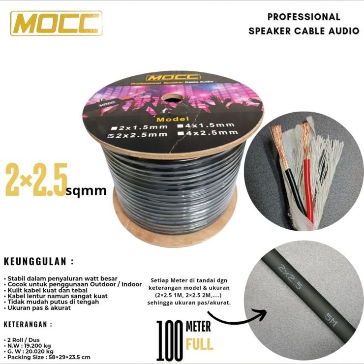 Kabel Speaker Mocc 2X2.5MM 100M FULL