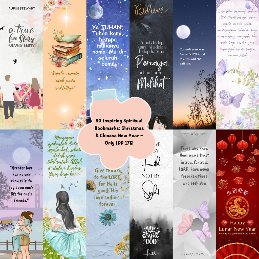 

30 Inspiring Spiritual Bookmarks: Christmas & Chinese New Year – Only IDR 17K!