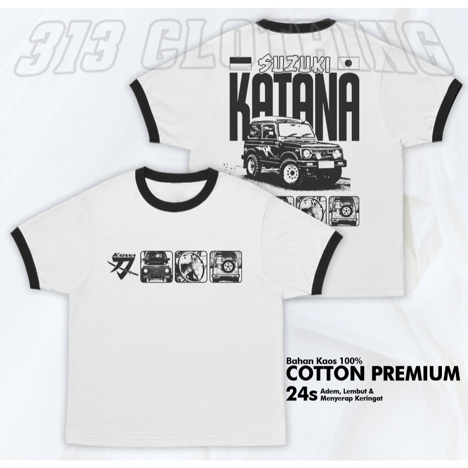 T-Shirt Ringer Tee Suzuki Katana Jimny / Kaos Suzuki Jimny Katana Ringer Tee